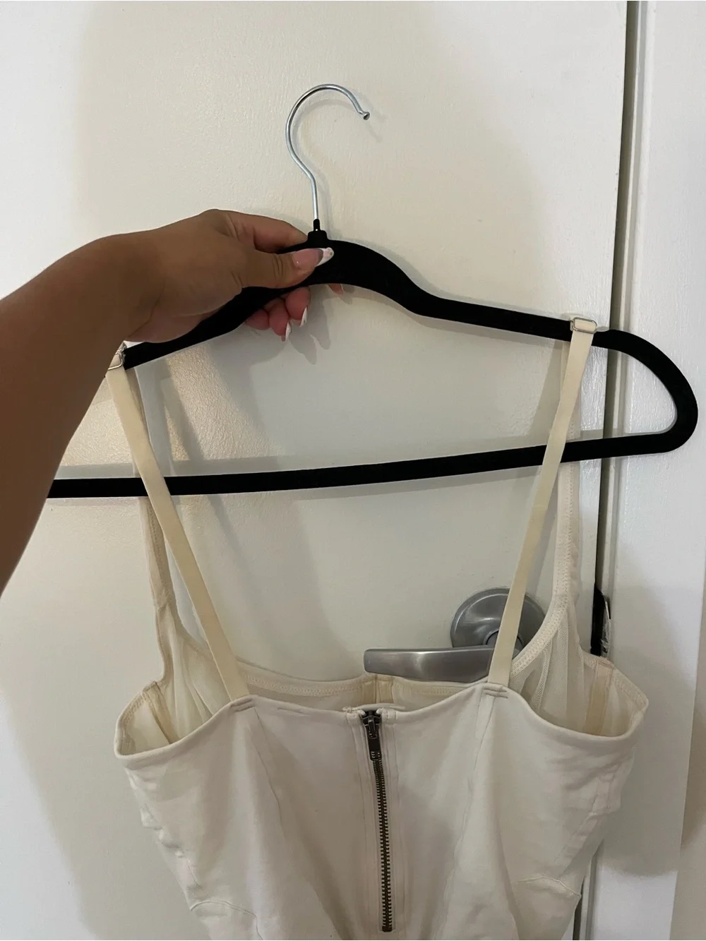 SKIMS Cream Front-Zip Shaping Bodysuit